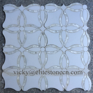 Mosaico Bianco Carrara Mix Milano Gray Mix Pearl Shell Mármol Artista Mosaico Tailandia Fábrica - Product Image 1