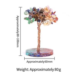 Nouveauté Arbre porte-bonheur en cristal de quartz rose naturel, multi-matériaux, pierres brutes faites à la main, arbre au trésor pour la décoration de la maison, cadeau - Product Image 5