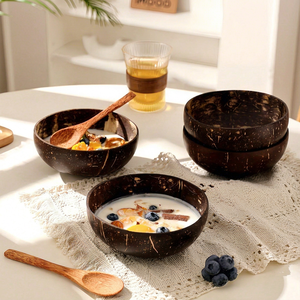 Organic Smoothies <b>Coconut</b> Bowl and Spoon Set with 400ml <b>Coconut</b> Shell <b>Cup</b> Eco-Friendly Home Decor Engraved Laser Logo - Product Image 1