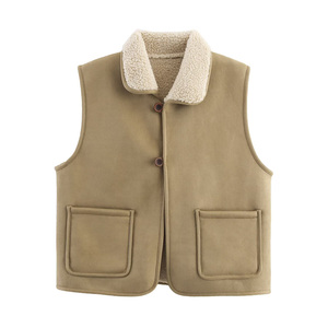 Custom <strong>Women</strong> Notch Lapel <strong>Sherpa</strong> Vest Sleeveless Waistcoat Fall Winter Outerwear Cozy Fleece <strong>Gilet</strong> OEM Factory Direct Wholesale - Product Image 6