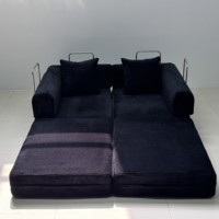 Canapé-lit pliable en velours côtelé beige 2026, convertible avec oreillers pour salon et appartement – Offre Spéciale