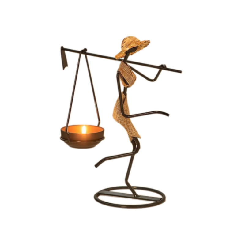 Candelero para doncella en arpillera amarilla