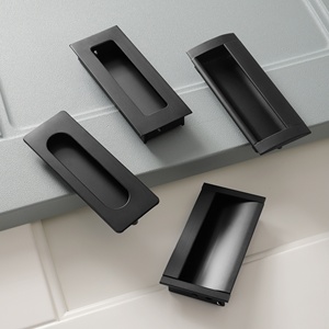 Tirador de Cajón Empotrado Cuadrado de Aleación de Aluminio Negro Oculto, Ajustable, de Lujo Moderno, 13mm de Altura, para Sala de Estar - Product Image 3