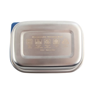 Rectangle Food Container with Blue Plastic Lid Airtight Leak Proof Stainless Steel Single Compartment <b>Lunch</b> <b>Box</b> - Product Image 6