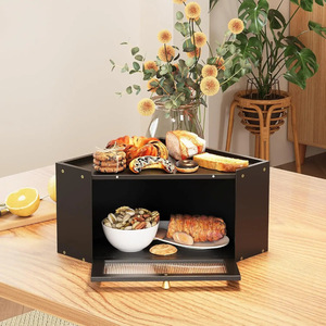 Boîte à pain Huiyuejia en bois de bambou, rangement de bureau pour pain, pâtisserie, fruits, collations, organisateur multifonctionnel pour comptoir de cuisine - Product Image 1
