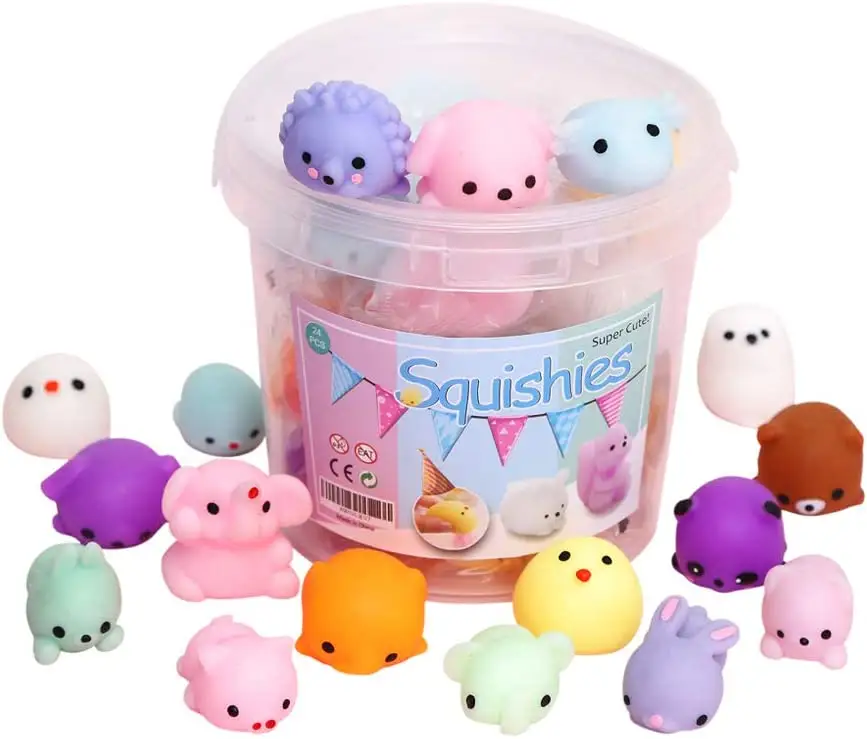 2023 Trendy Squishy Toy Party Favors for Kids moji Mini Kawaii squishies Mochi Stress Reliever Anxiety Toys with Storage Box