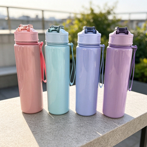 Botella de Agua de Plástico de 750 ml con Pajita, Diseño de Dibujos Animados Coloridos, Impresa con Lindos y Hermosos Personajes, para Niños, Ideal para Viajes y Campamentos - Product Image 3