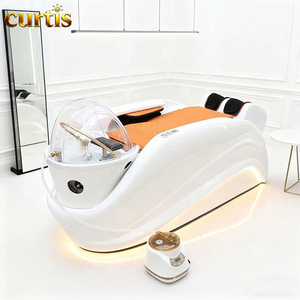 Fourniture d'usine Tête de lit de spa Salon de coiffure Chaise de lavage Lumière LED Chaise de shampooing de massage électrique avec thérapie de la tête Lavage des cheveux - Product Image 2