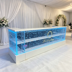 Modern U-Shape Acrylic Home Bar Counter with LED Lights Multifunctional for Living Room Hotel Mall - Product Image 2