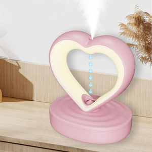 Diffuseur de parfum romantique rose en forme de cœur, à goutte d'eau anti-gravité, alimenté par USB, portable, en plastique, contrôlé par application, avec fonction de minuterie - Product Image 4