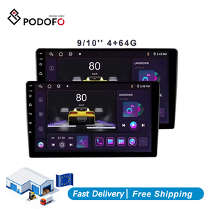 วิทยุติดรถยนต์ Podofo 8 Core Android ขนาด 9/10 นิ้ว 4+64GB รองรับ Wireless CarPlay และ Android Auto แบบ 2 Din พร้อมระบบนำทาง GPS WiFi 4G LTE GPS DSP ขายส่ง - Product Image 1