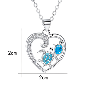 <span class=keywords><strong>Collana</strong></span> <span class=keywords><strong>con</strong></span> ciondolo a forma di <span class=keywords><strong>tartaruga</strong></span> di zircone blu <span class=keywords><strong>con</strong></span> cuore d'argento catena a maglie per donne e mamme regalo di compleanno - Product Image 2