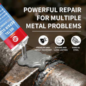 Colle de réparation métallique puissante, adhésif époxy <span class=keywords><strong>bi</strong></span>-<span class=keywords><strong>composant</strong></span> résistant à la chaleur, colle de <span class=keywords><strong>soudure</strong></span> à <span class=keywords><strong>froid</strong></span> pour l'étanchéité des fuites de tuyaux en acier inoxydable et des pièces moulées - Product Image 3