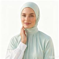 Nouveau Turban Femme Couleur Unie Personnalisé en Polyester, Voile Malaisien à Deux Boutons et Lacets, Burkini en Nylon Spandex