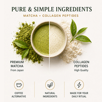 Collagène au matcha à deux ingrédients |   Matcha + Peptides de Collagène Bovin |   Alternative au café pour l'élasticité de la peau et le soutien des articulations