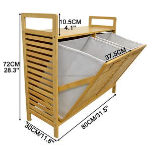 Offre Spéciale SYT Meubles de Salle de Bain en Bambou Naturel avec Sacs à Linge Inclinables pour la Maison et le Salon - Product Image 2
