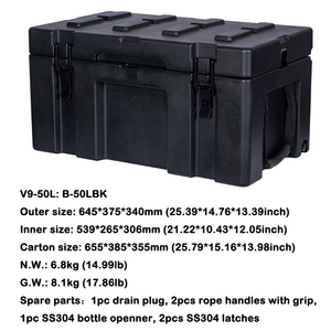 ZERO 50L LLDPE Fracht koffer Robustes Gehäuse Rotations geformter Hartplastik-Werkzeug kasten 4WD-Aufbewahrungsbox Schwarze Farbe - Product Image 6