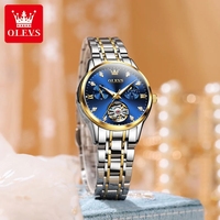 Pour OLEVS 6608 luxe squelette Tourbillon Phase de lune montre-bracelet nouvelles montres automatiques en acier inoxydable montre mécanique jour ovale