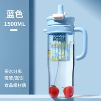 Grote capaciteit, milieuvriendelijke, schattige, dubbele drinkbeker, draagbare sportwaterfles, thee-/fruitinfusiekan met rietje