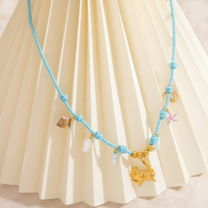 18K Gold Plated Stainless Steel <strong>Crab</strong> Pendant Necklace Link Chain Princess Cut Trendy Beach <strong>Jewelry</strong> for Women for Gifts-N183 - Product Image 4