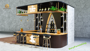Solución de Diseño de Quiosco de Café 3D, Stand de Café de Madera para Centro Comercial, Mostrador de Café Moderno de Madera - Product Image 4