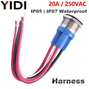 16mm 19mm 22mm 20A 250VAC Interruptor de botón de metal a prueba de agua 2 4 <span class=keywords><strong>6</strong></span> pines Bola plana de enganche momentáneo Botón pulsador LED de cabeza alta - Product Image 6