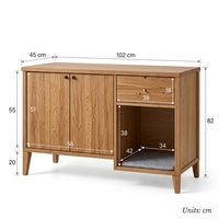 Holz-Sideboard Katzenschrank mit Doppeltür, Aufbewahrungsschublade, offener Katzenbereich, für Mensch und Haustier, vielseitig einsetzbares Wohnmöbel