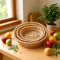 Natuurlijke rotan rieten opbergmandenset in Japanse stijl, broodmand, fruitmand, snackmand, speelgoedmand, voor thuis, keuken, aanrecht, organisatie