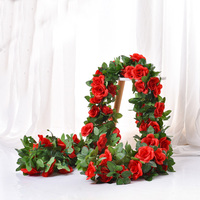 Guirlande de fleurs artificielles décorative pour mariage, maison, printemps, automne, Noël, plante grimpante, rose, fleurs artificielles