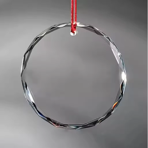 Pendentifs en <span class=keywords><strong>verre</strong></span> transparent ronds 2026 en gros - Décorations de Noël personnalisables gravées au laser pour cadeaux de fêtes - Product Image 5