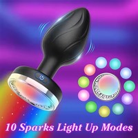 Vibromasseur anal en silicone à 10 fréquences, avec lumière LED clignotante, pour hommes et femmes, jouet sexuel avec télécommande