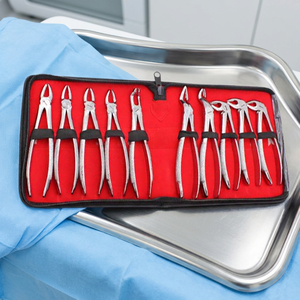 Dental Surgical <b>Pliers</b> <b>Set</b> 10pcs Stainless Steel Orthodontic Instrument Kit with Red Case Manual Operation - Product Image 3