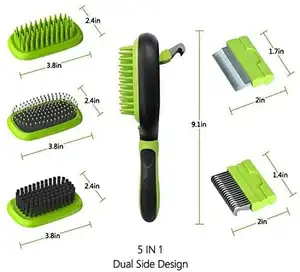 Kit Perawatan Hewan Peliharaan 5 In 1, Termasuk Sikat Perontok Bulu Pin Anjing Kucing, Set Alat Sisir Dematting