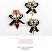 Paso Sico Nouveaux accessoires de nail art scintillants, cool et rétro, en alliage, avec nœud papillon et strass en forme de cœur, pour mariée, lot de 20 pièces