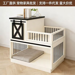 Cross-<b>border</b> design source factory direct supply of wooden square double-layer pet cage with <b>fence</b> bedside table style - Product Image 5