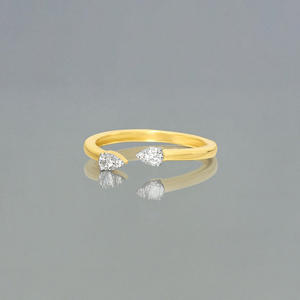 Anneaux de mariage réglables en argent sterling 925 Anneau de pincement de poire réglable ouvert - Product Image 2