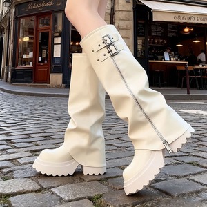 2026 Women's Slouch <b>Boots</b> Fashion Height-Increasing Western <b>Boots</b> Below-Knee High Tube Knight <b>Boots</b> - Product Image 3