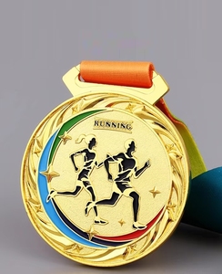 เหรียญรางวัลกีฬาแบบกำหนดเอง ทำจากโลหะผสมสังกะสี ชุบทอง พร้อมดีไซน์ริบบิ้น รางวัลสำหรับการแข่งขันกีฬาคุณภาพสูง - Product Image 2