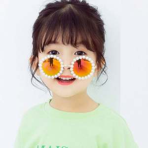 Lunettes de soleil rondes en métal pour enfants, avec logo personnalisé, tendance 2020, pour garçons et filles, avec perles - Product Image 4