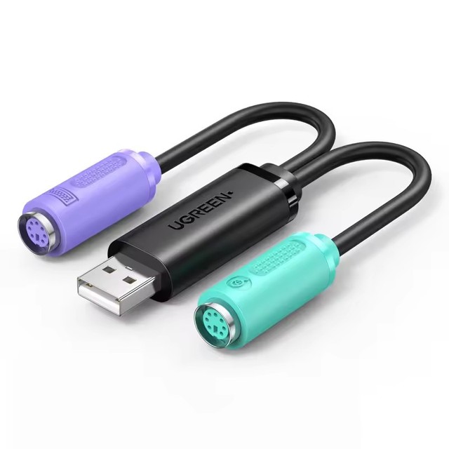 UGREEN USB to PS/2 Cable 1 in 2 Out Male to Female Adapter Converter Hub Plug and Play for Keyboard and Mouse