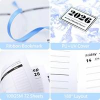 Agenda A5 en cuir pleine impression avec couverture rigide, carnet de notes professionnel annuel, hebdomadaire et mensuel, avec attache pour stylo, livraison rapide