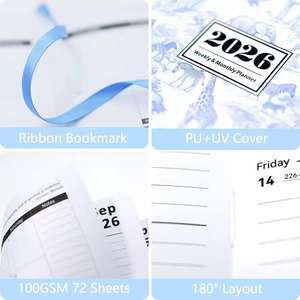 Planificador <span class=keywords><strong>de</strong></span> PU con impresión completa A5, diario <span class=keywords><strong>de</strong></span> negocios semanal y mensual, cuaderno lácteo con lazo para bolígrafo, envío rápido disponible - Product Image 6