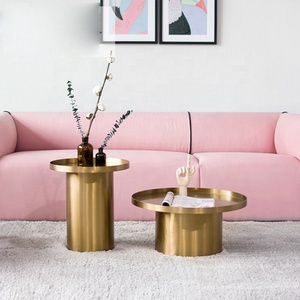 Living Room <b>Gold</b> Coffee and <b>Side</b> <b>Table</b> Luxury All Metal of Type <b>Table</b> Usage Office Home Room Restaurant <b>Round</b> Made in India 2023 - Product Image 1