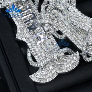 Mayorista Personalizado Hombres 925 Plata Bling D Vvs Mossanite Moissanite Diamante Iced Out Carta Colgante para Collar de Cadena de Tenis - Product Image 3