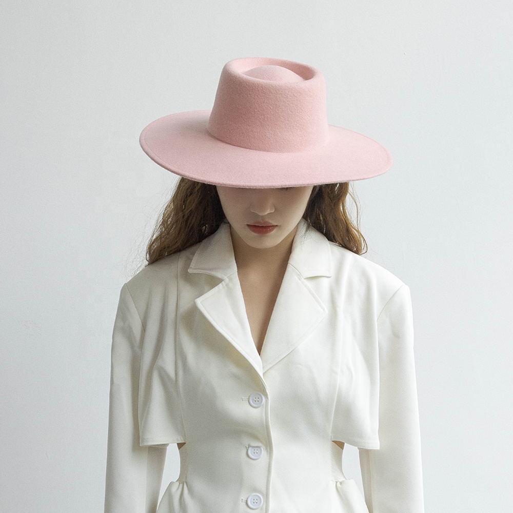 Женская фетровая шляпа с широкими полями, модная однотонная шляпа из шерсти высшего качества, 2022