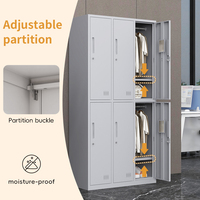 Casier moderne en acier à 6 portes, verrouillable, écologique, avec étagère, porte-vêtements et petit miroir, taille/couleur personnalisables