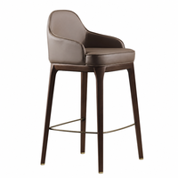 Ensemble de tabourets de bar modernes pour hôtels commerciaux, en bois et cuir PU, hauteur fixe, dossier, acier inoxydable, robuste, durable, haute qualité, pour extérieur et salle de sport