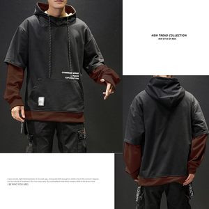 FOXA <b>Mens</b> Colorblock Hoodie Unisex <b>Pullover</b> With Pocket Breathable French Terry Sweatshirt Casual Hip Hop Top - Product Image 4