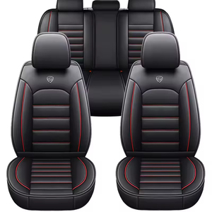 Set Completo di <span class=keywords><strong>Coprisedili</strong></span> Auto Universali Nero e Rosso Impermeabili con 5% di Trasmissione della Luce per Tutte le Stagioni, Lussuosi per Sedili Anteriori - Product Image 1