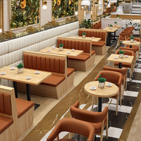 Meubles de restaurant de restauration rapide au design moderne personnalisable Ensembles de banquettes canapés en bois Offre Spéciale avec table et sièges de salle à manger